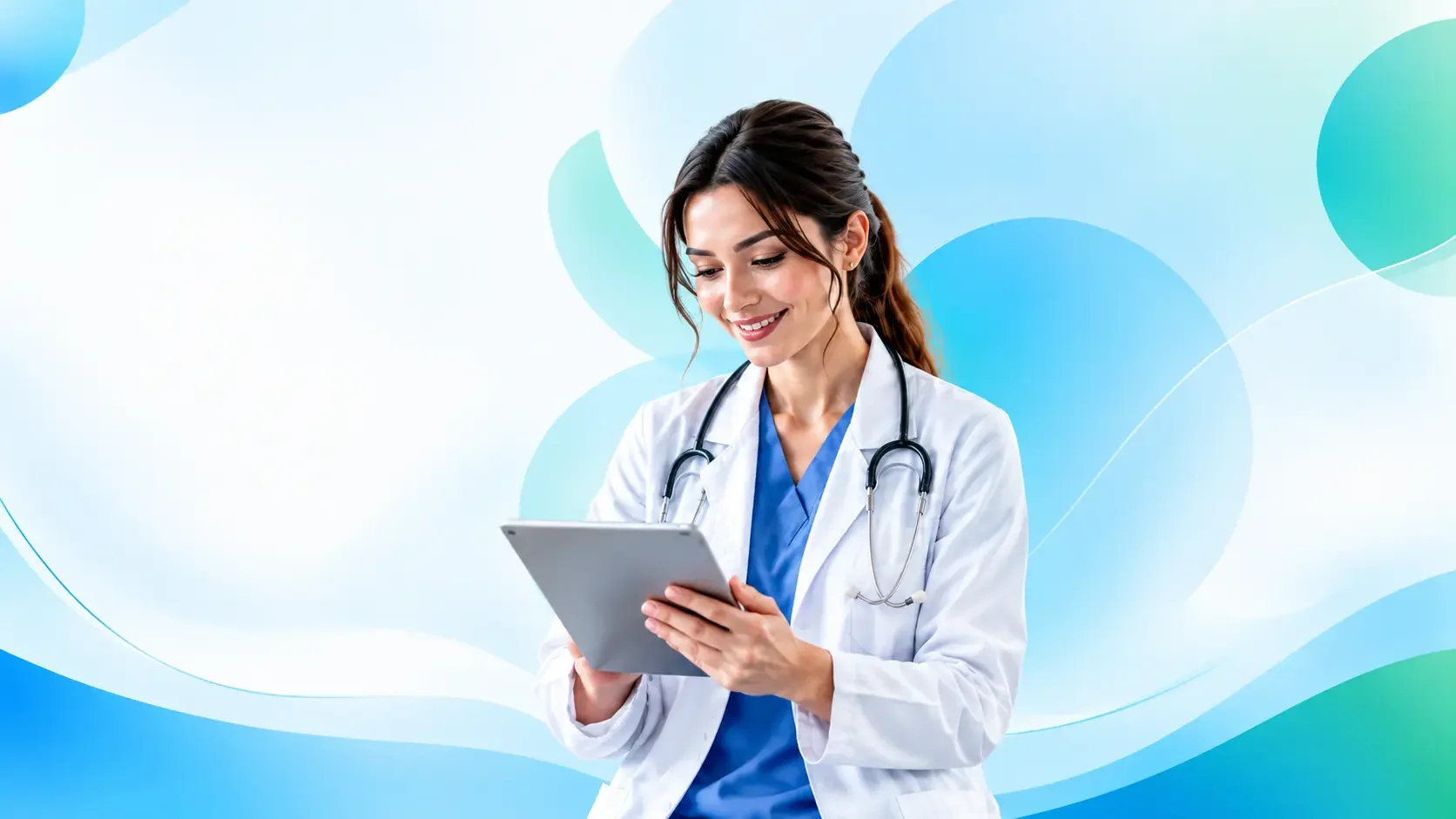 Asesora de Nexalud Pro revisando cursos en una tablet